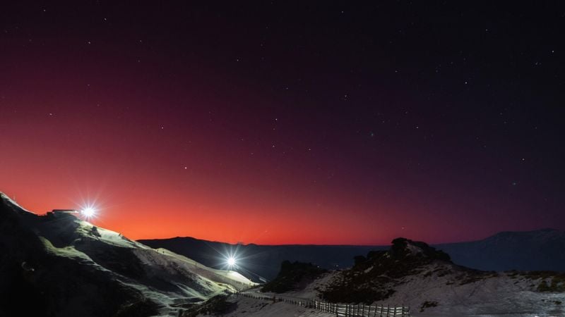 Matariki constellation on Coronet Peak at Dawn