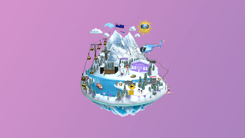 mountain graphic with pink background
