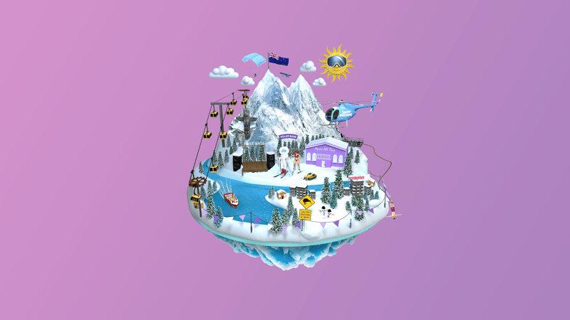 mountain graphic with pink background